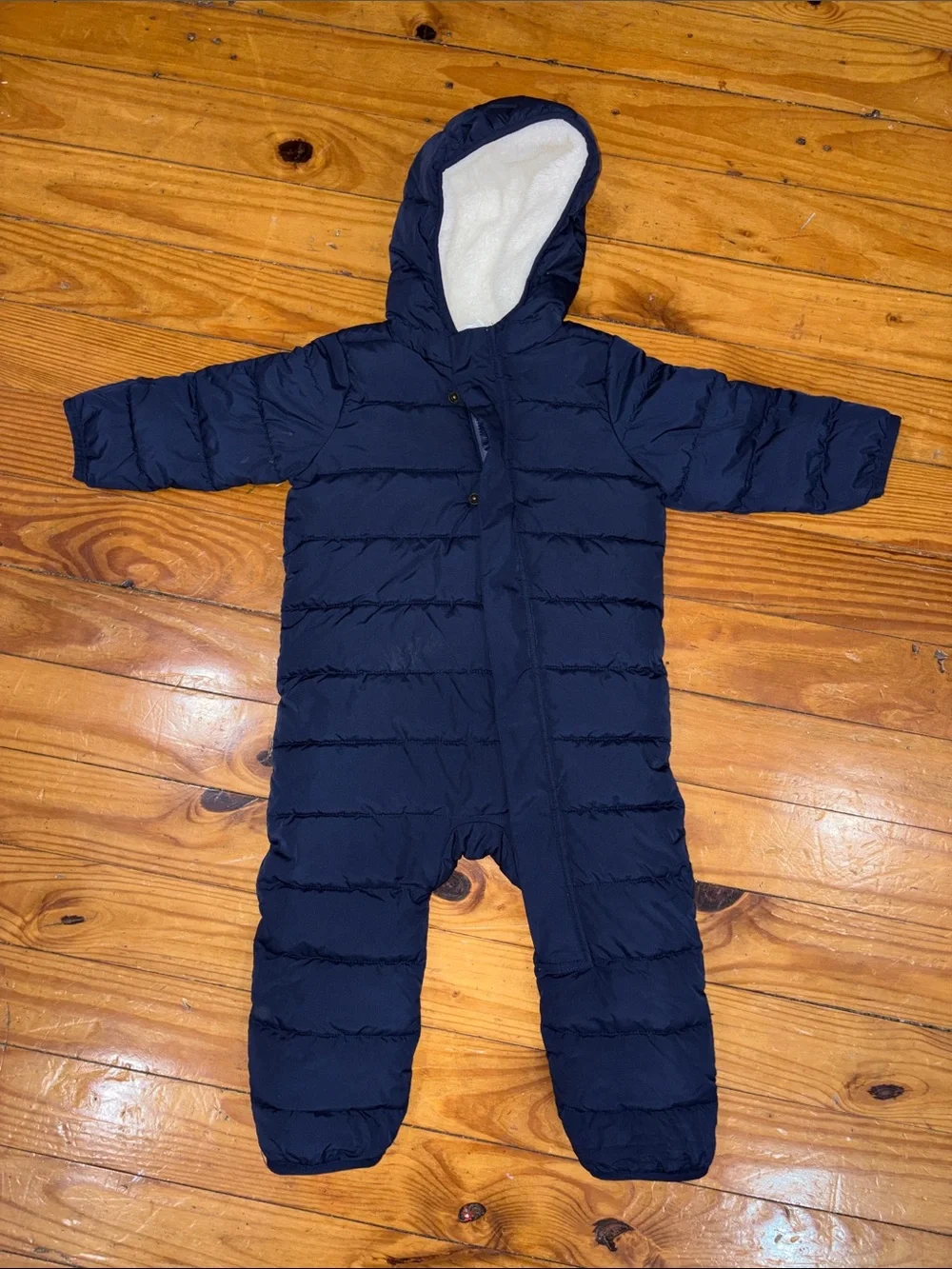 Primary Navy Quilted Hooded One-Piece Snow Suit 18-24 Months